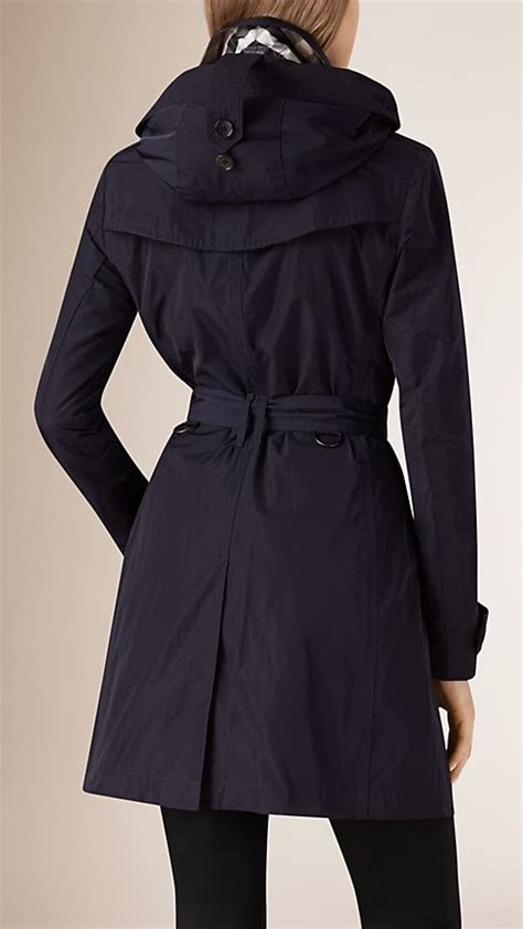 burberry brit hooded taffeta trench coat|Burberry cashmere cape coat.